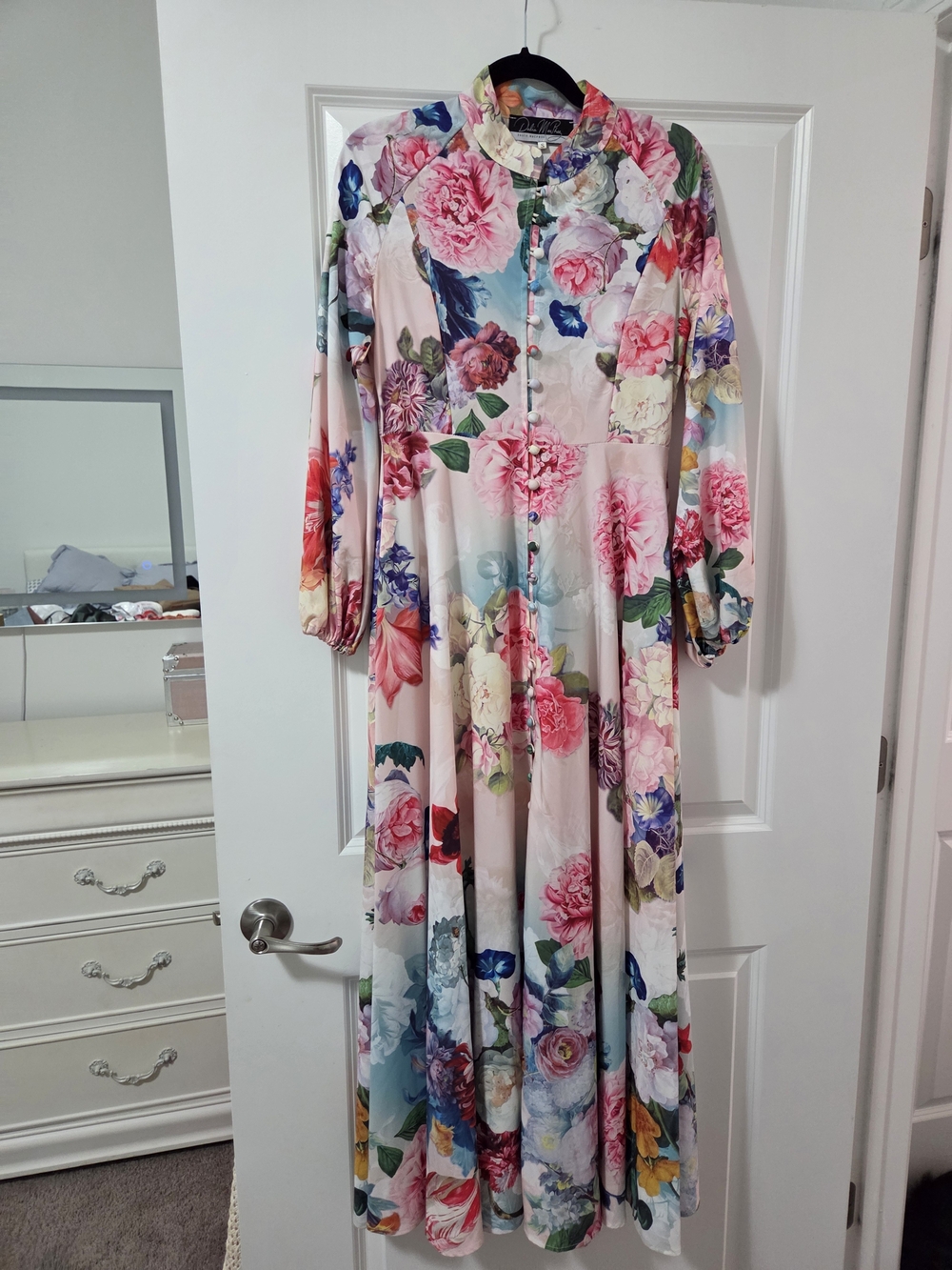 Floral Long-Sleeve Maxi Dress - Pink Floral